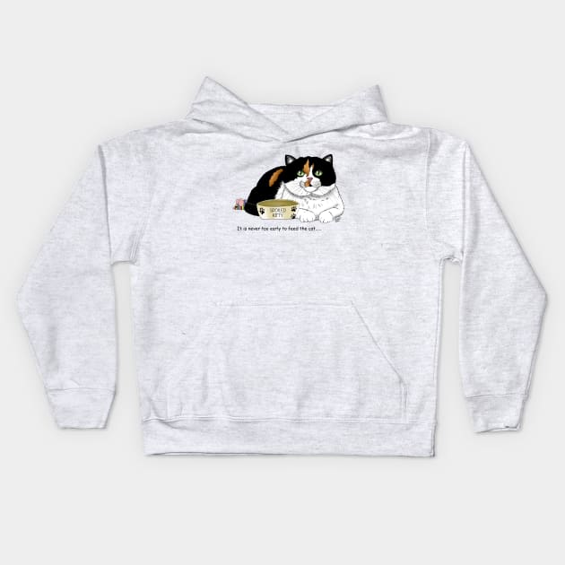 Calico Cat Food Bowl Kids Hoodie by tigressdragon